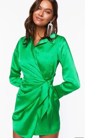 Forever 21 Satin Wrap Mini Dress thumbnail 1
