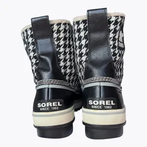 Sorel Tofino Houndstooth Waterproof Snow Boots Women 9 Black White Red Lace thumbnail 5