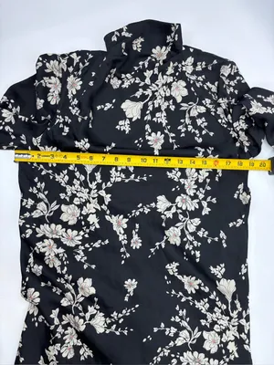 Free People Black Floral Open-Back Long-Sleeve Mini Dress thumbnail 8