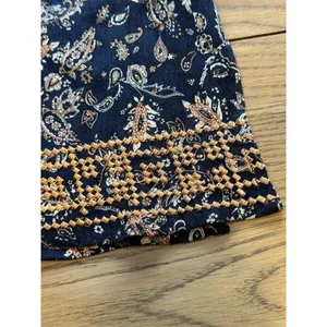 Market &‎ Spruce Women’s S Navy Blue Paisley Embroidered 3/4 Sleeve Lined Tunic thumbnail 6
