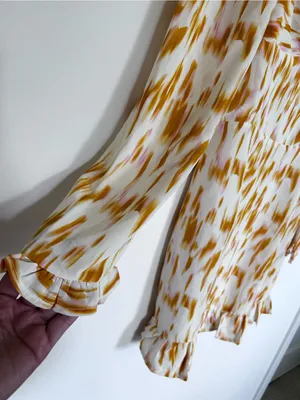 Rahi Bailey White & Gold Marble Long Sleeve‎ Mini Dress Size Medium thumbnail 4