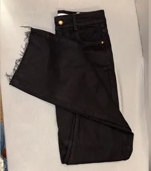 Zara women’s straight leg black denim unfinished hem excellent condition size 4 thumbnail 1