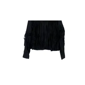 NEW! Western Fringe Soft Faux Suede Open Style Lined Jacket Coat M Black thumbnail 11