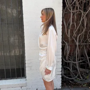 NWT ZARA White satin long sleeve mini dress Sz L #party #eveningwear thumbnail 6