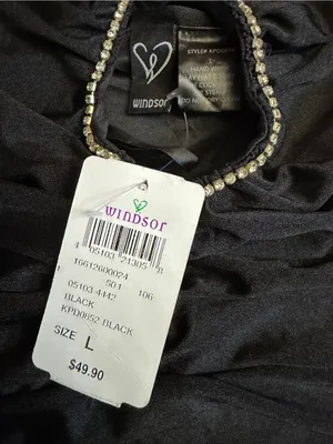 Windsor Black Halter Dress with Crystal Trim Large NWT thumbnail 5