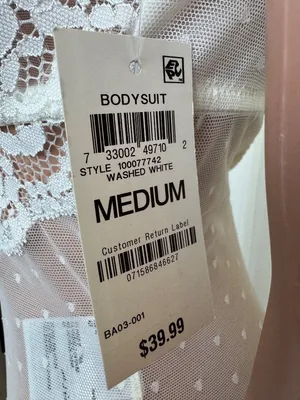 INC INTIMATES Lace Mesh Molded Cup Underwire Thong Bodysuit Sz MD White Cup C-D thumbnail 12