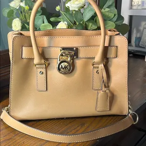 Michael Kors Tan Satchel with Gold Hardware. thumbnail 1