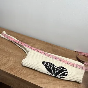 Boutique Cream Ribbed Knit Butterfly Shoulder Bag Soft Girl Aesthetic thumbnail 4