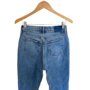 Abercrombie & Fitch The Dad High Rise Crossover Waist Straight Jeans Light Wash thumbnail 6