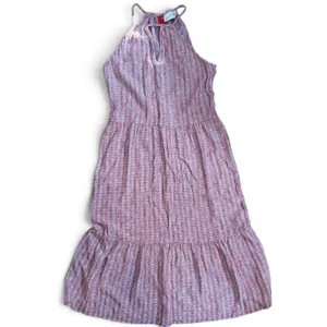 Universal Thread Womens Red Pink Striped Linen Blend Halter Tiered‎ Midi Dress S thumbnail 3
