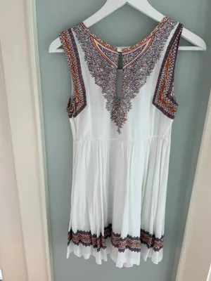 Free People Bohemian White Mini Dress thumbnail 4