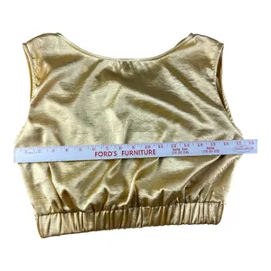 Double Zero Gold Metallic Open Back Tie Crop Top Sleeveless Blouson Lrg Holiday thumbnail 4