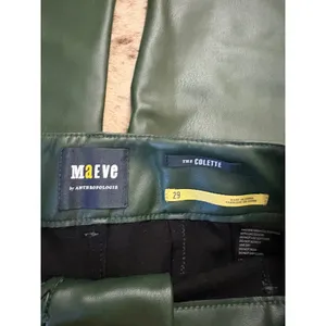 Maeve The Colette Green Faux Leather Crop Wide-Leg Pants Size 29 thumbnail 3