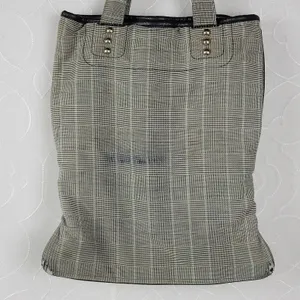 Diesel Women's Tote Gray OS Plaid Check Leather Trim Double Strap Shoulder Bag thumbnail 9