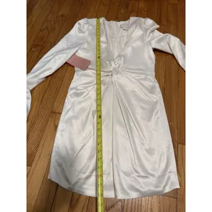 BHLDN Anthropologie NWT Maya‎ Twist Long Sleeve V-Neck Satin Bride Dress thumbnail 9