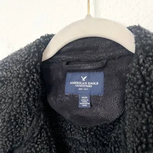 [American Eagle Outfitters] Black Shearling Faux Suede Moto Jacket Size Medium M thumbnail 9