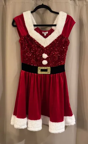 NWT kohls Red Sequin Santa-Style Holiday Dress with White Trim thumbnail 1