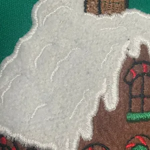 Karen Scott Vintage 90s Christmas Sweatshirt Gingerbread Man House Green Women Size XL Retro thumbnail 15
