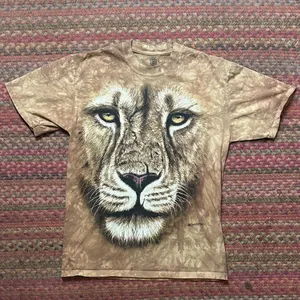 2011 Retro The Mountain Lion Face Brown Tie Dye Tee thumbnail 1