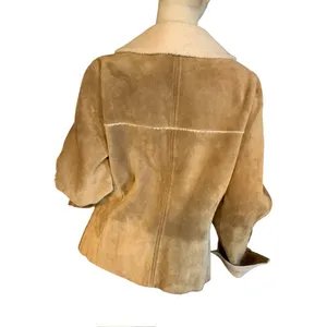 Vintage Y2k Gap Tan Suede And Cream Faux Shearling Lined Jacket (M) thumbnail 6