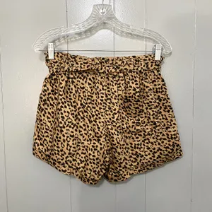 Aerie Tan Leopard Print Camp Paper Waist Lyocell Pull-on Summer Beach Shorts S thumbnail 3
