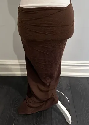 PRETTY LITTLE THING Chocolate Textured Maxi Skirt thumbnail 1