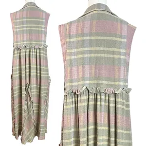 Free People Oversized Bohemian Grunge 90s Plaid Kirby Maxi Dress Size Large thumbnail 6