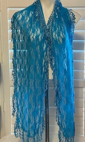 Elegant Blue Lace Scarf thumbnail 1