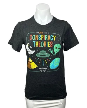Conspiracy Theory Short Sleeve Funny Humorous Wicked Graphic T-Shirt Top Size XS thumbnail 1