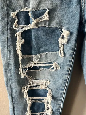 American Eagle Distressed Patched Hi Rise Jeggings Size 4 thumbnail 2