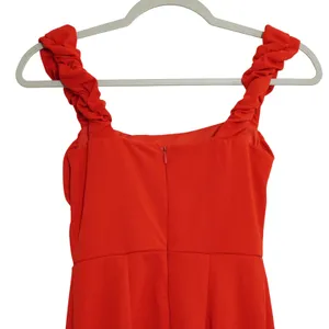 Lulus Size‎ Small Red Ruffle Strap Maxi Dress Square Neck Column Gown Wedding thumbnail 13