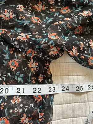Natural life, black sheer floral BoHo cottage peasant, 3/4 sleeve blouse top XL thumbnail 12