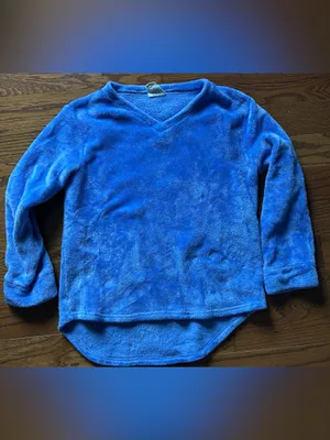 Coeur & Aleni Cozy Women’s Blue Plush V-Neck Pullover Sweatshirt Sz M thumbnail 2
