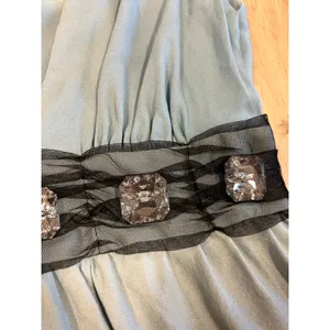 Y2K Single Dress Womens Silk‎ Ombre Crystal Mesh Mini Cocktail Dress Blue Navy S thumbnail 4