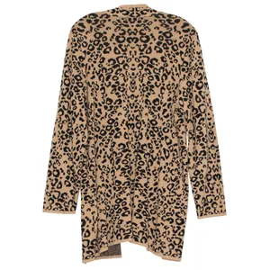 JM Collection Cardigan Sweater Leopard Animal Boho Neutral Cozy Open Brown 2X thumbnail 2