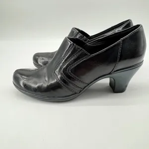 Clarks Chiffon‎ Petal Pumps 6.5M Black Slip On Stitched Heel Comfort Teacher thumbnail 2