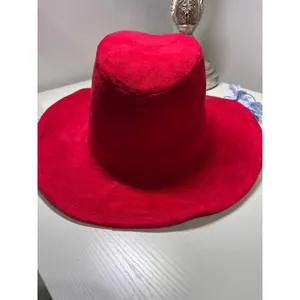 Something Special LA Red Faux Suede Wide Brim Sun Hat‎ Fedora Boho Chic thumbnail 4