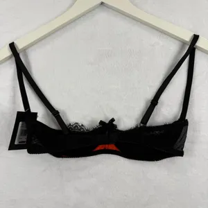 NWT Fredericks of Hollywood Lux Black Orange Lace Balconette Bra‎ Size 10 thumbnail 6