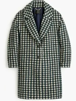 NWT J.Crew Oversized Topcoat in Ivory Black Green Check Tweed Wool Coat 0 $375 thumbnail 3