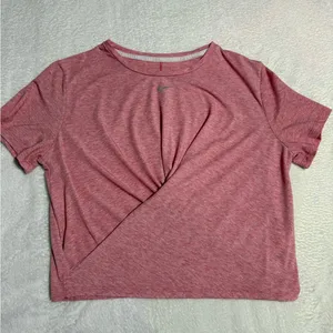 Nike Pink Asymmetrical Crop Tee thumbnail 1