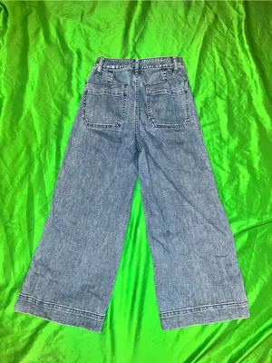 Madewell Wide-Leg High-Rise Cropped Jeans in Blue Wash size 24P thumbnail 2