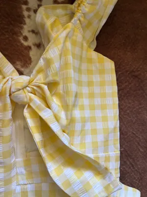 Mable yellow and white checkered mini dress size small thumbnail 3