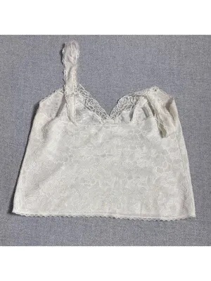 Elegant Cream Lace Camisole Top with Floral Pattern thumbnail 2