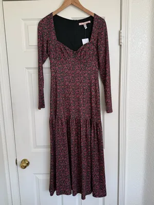 Anthropologie HUTCH Chase Tiered Long Sleeve Floral Midi Cottage‎ Dress S NWT thumbnail 3