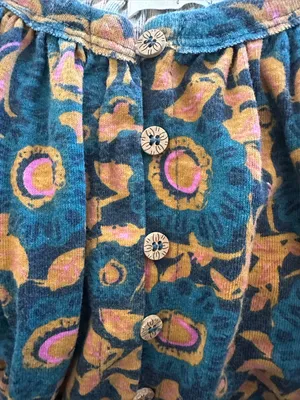 Natural Life Relaxed Button Down Tank Top Teal Dahlia Floral Boho Size S thumbnail 5