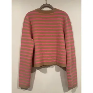 NVLT Anthropologie Striped Cardigan Sweater Lady Jacket Pink Tan Large Preppy thumbnail 7