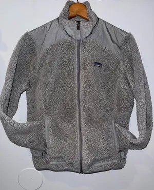 Patagonia Womens Retro X‎ Deep Pile Sherpa Zip Up Jacket Gray Large J thumbnail 1