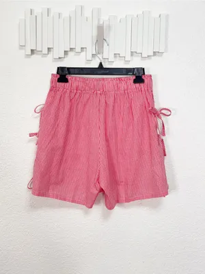 Miss Sparkling Red Gingham High Waist Shorts Side Tie Pocket Cottagecore Summer thumbnail 6