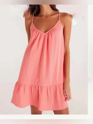 Z Supply Amalia Gauze Mini dress in Papaya size Small NWOT‎ thumbnail 2