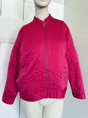 Acorn‎ Pink Quilted Lightweight Jacket Coat Full Zip Womens Medium thumbnail 1